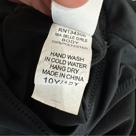 Mia Belle Girls Diva at the Beach Mesh Polka Dot Sleeve Swimsuit - Picture 7 of 7